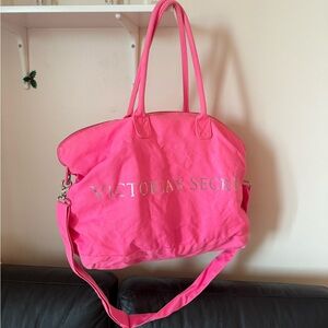 Victoria's Secret Bright Pink Canvas Weekend Tote